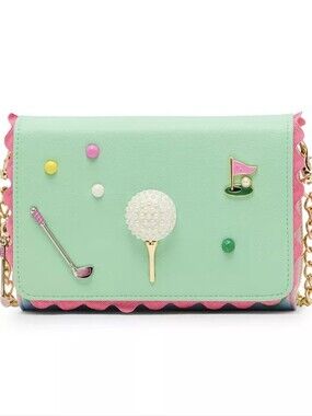 Betsey Johnson Playful Golf Charm Crossbody Bag in Mint & Pink